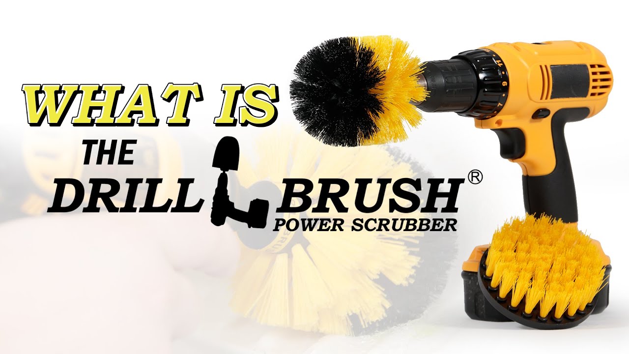 What is Drillbrush video title card with a yellow original and 4 inch flat brush
