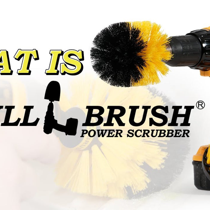 What is Drillbrush video title card with a yellow original and 4 inch flat brush