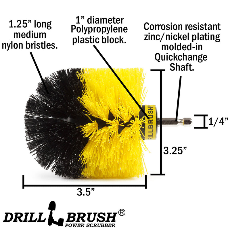Specs for the Drillbrush Original Medium Yellow Bathroom Brush.