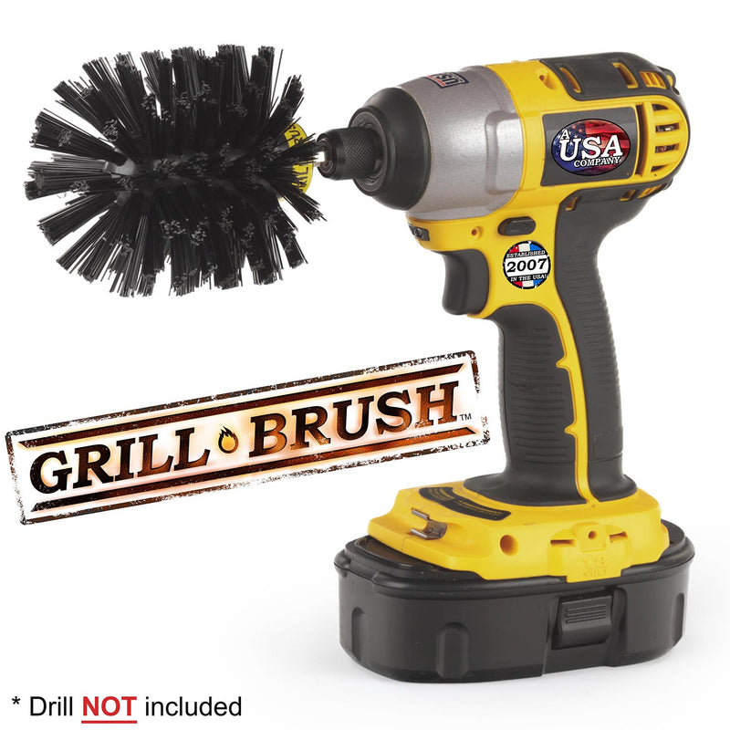 Drillbrush Original Ultra Stiff Black Grill & Industrial Brush in a cordless drill.
