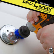 Drillbrush 2 inch Long Medium Blue Marine & Pool Brush cleaning a gas cap.