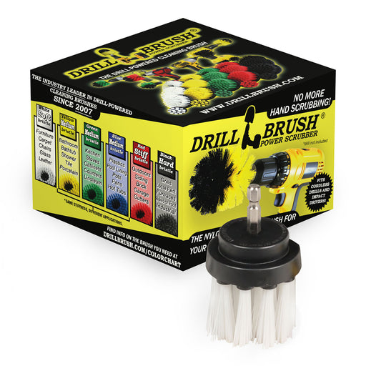 The Soft White 2 inch Long in front of Drillbrush packaging.