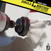 Drillbrush 2 inch Short Long White Home & Auto Brush cleaning a tire.