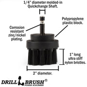 Specs for the Drillbrush 2 inch Short Ultra Stiff Black Grill & Industrial Brush.