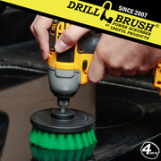 Drillbrush 4 inch Medium Green Kitchen Brush cleaning an electric stovetop.
