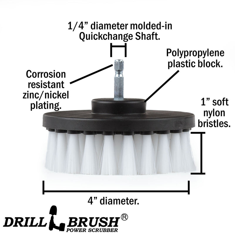 Specs for the Drillbrush 4 inch Soft White Home & Auto Brush.