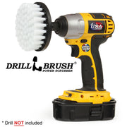 Drillbrush 4 inch Soft White Bathroom Brush in a cordless drill.