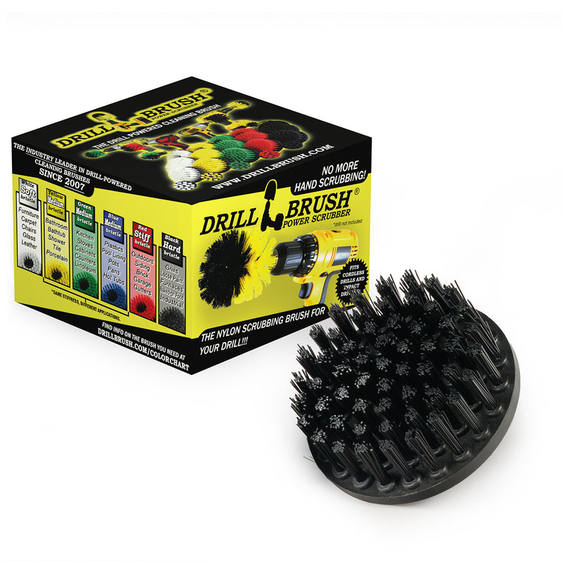 4in Black Brush - Ultra Stiff Bristles - Heavy Duty Cleaning | 4in-S-K-QC-DB