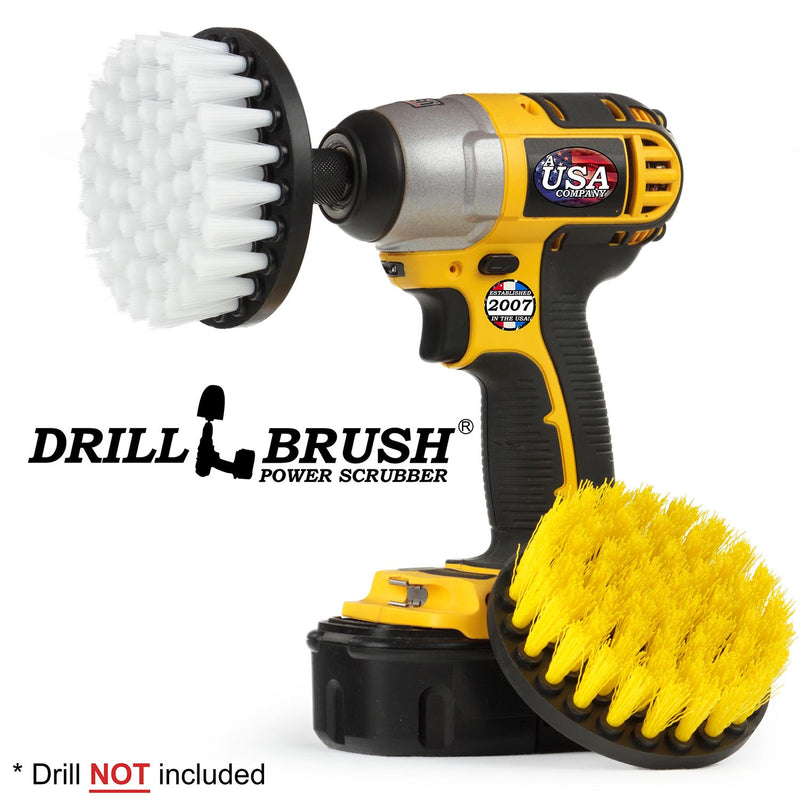 2-piece 4 inch Brush Kit - Soft & Medium Bristles - Home, Auto, & Bathroom Cleaning | 4in-S-WY-QC-DB