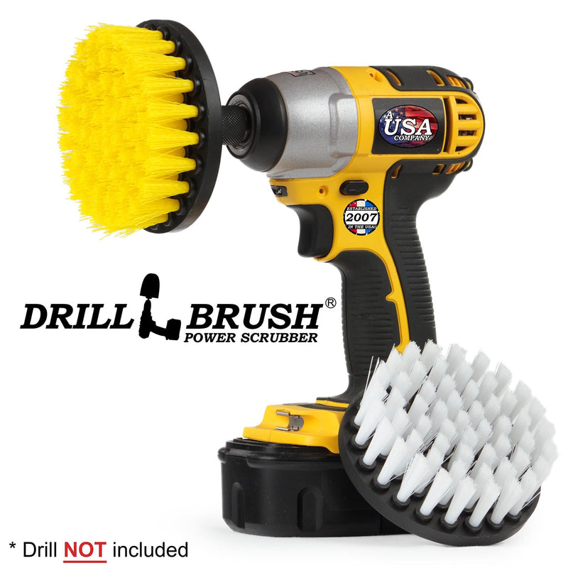 2-piece 4 inch Brush Kit - Soft & Medium Bristles - Home, Auto, & Bathroom Cleaning | 4in-S-WY-QC-DB