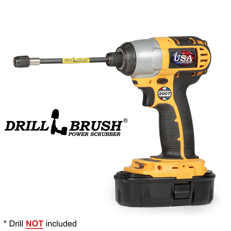 The Drillbrush 5 inch extension in a cordless drill.
