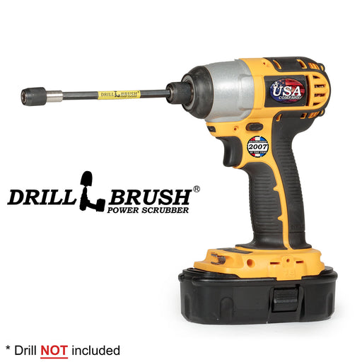 The Drillbrush 5 inch extension in a cordless drill.