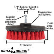 Specs for the Drillbrush 5 inch Stiff Red Outdoor & Patio Brush.