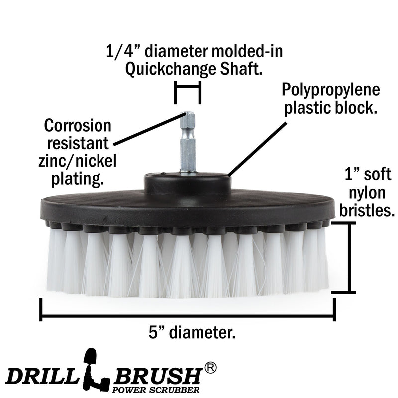 Specs for the Drillbrush 5 inch Soft White Home & Auto Brush.