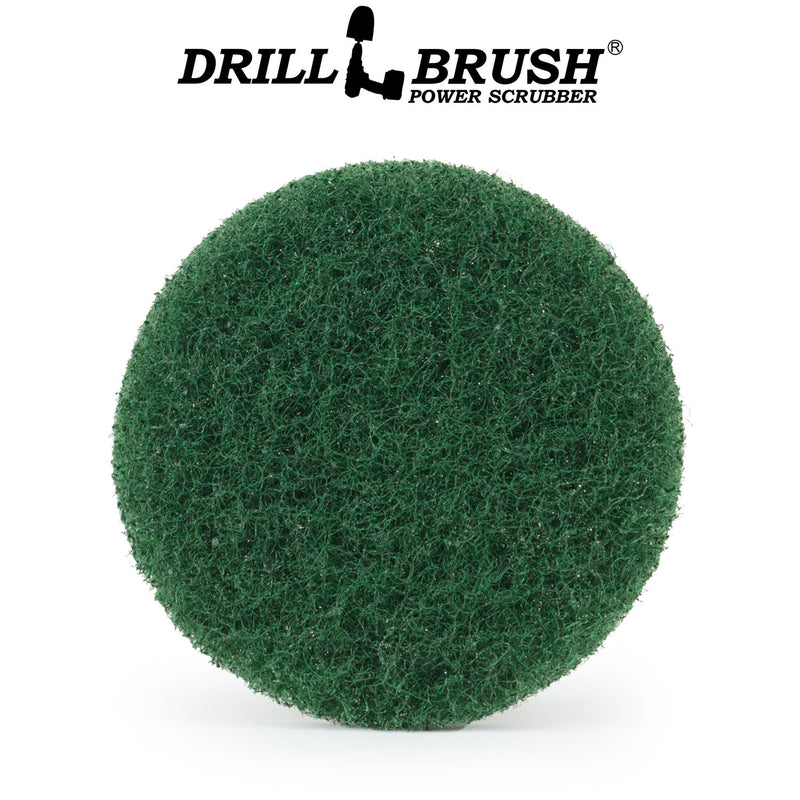 Front view of the Drillbrush Abrasive Green 5 inch Scrubbing Pad.