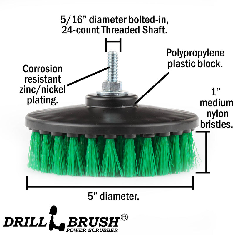 5in Green Brush - Medium Stiffness - Kitchen Counter & Tile Cleaning | 5in-S-G-T-DB