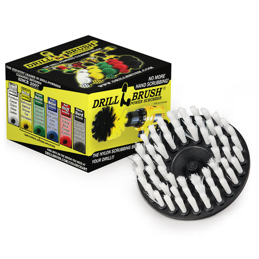 Drillbrush 5 inch Hex Soft White Home & Auto Brush in front of its packaging.