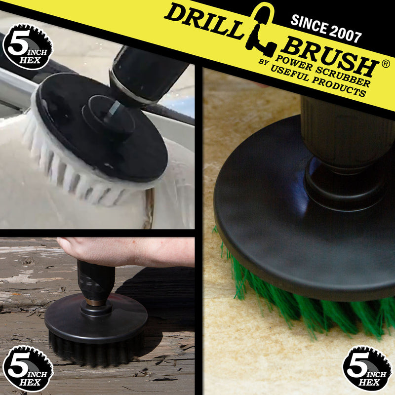 5 inch Hex 3-piece Brushes - Soft, Medium, & Ultra Stiff Bristles - Home, Auto, and Grill Cleaning | 5in-S-WGK-H-DB