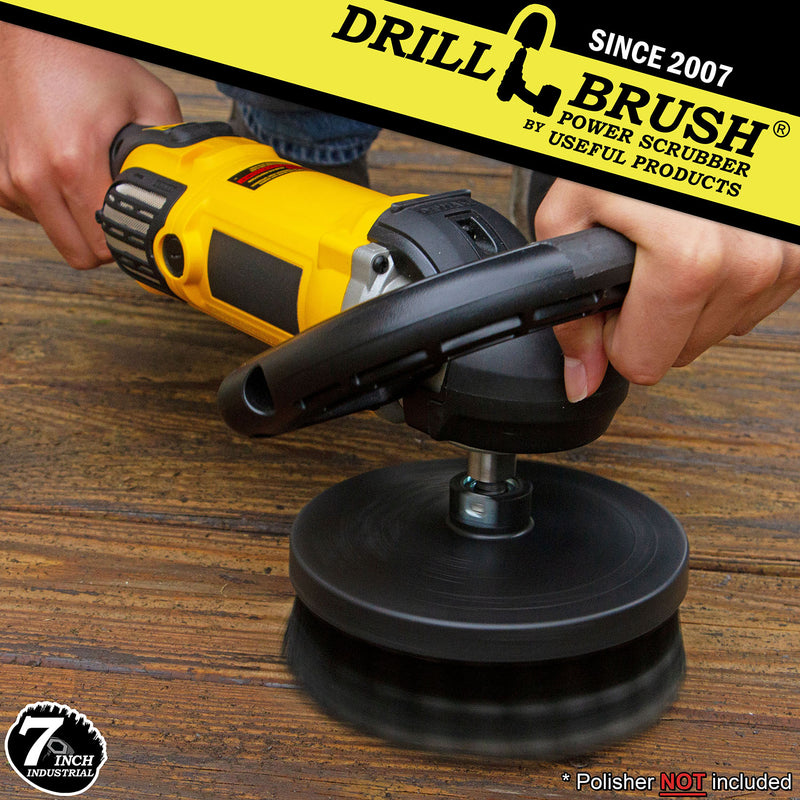 7in Black Brush - Industrial High Stiffness - Paint Removal & Concrete Cleaning | 7in-L-K-T-DB