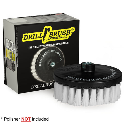 Drillbrush Soft White 7 inch brush in front of its packaging.