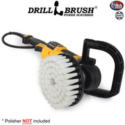 Drillbrush Soft White 7 inch brush in a variable speed polisher.