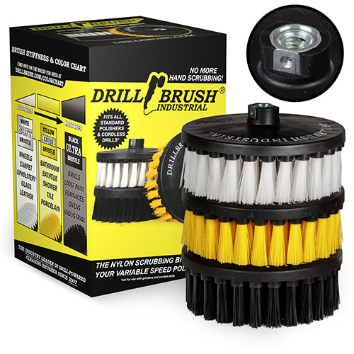 7in. Brush 3-piece Kit - Soft, Medium, & Ultra Stiff Bristles - Industrial Cleaning | 7in-L-WYK-T-DB