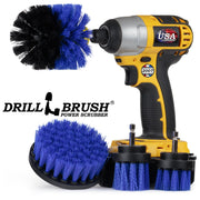 Drillbrush 42OS-2L Medium Blue Marine & Pool Brush Kit with an Original brush in a cordless drill.