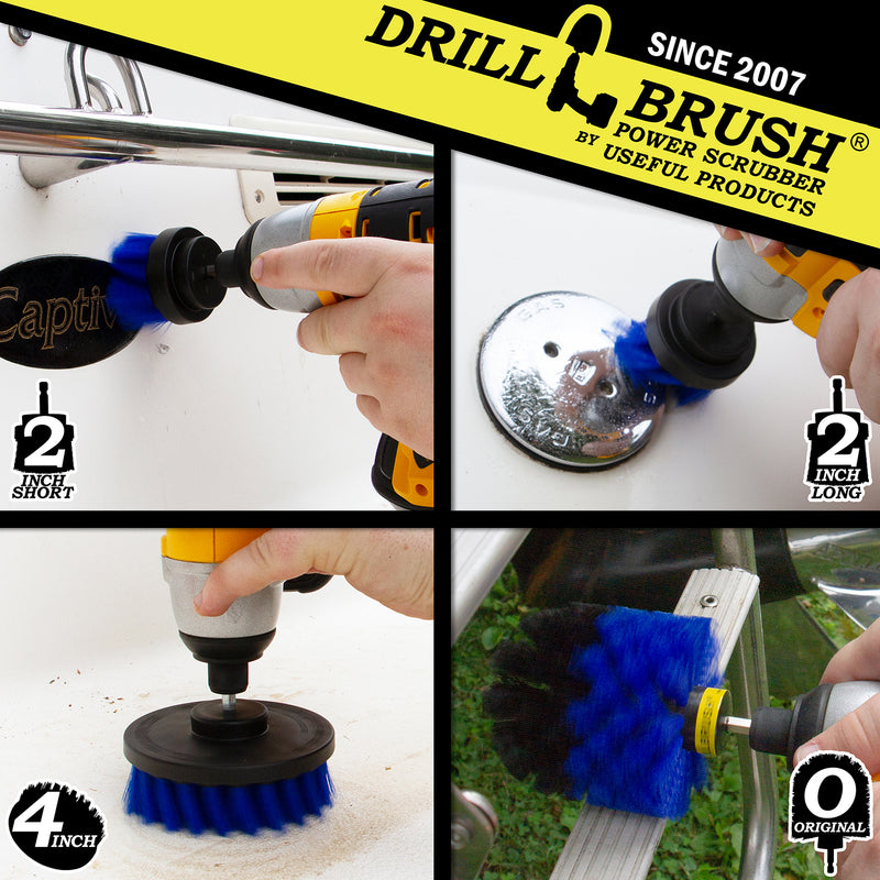 Original, 4in, 2in, & 2in-L Blue Brushes - Medium Bristles - Pool & Marine | B-42OS-2L-QC-DB