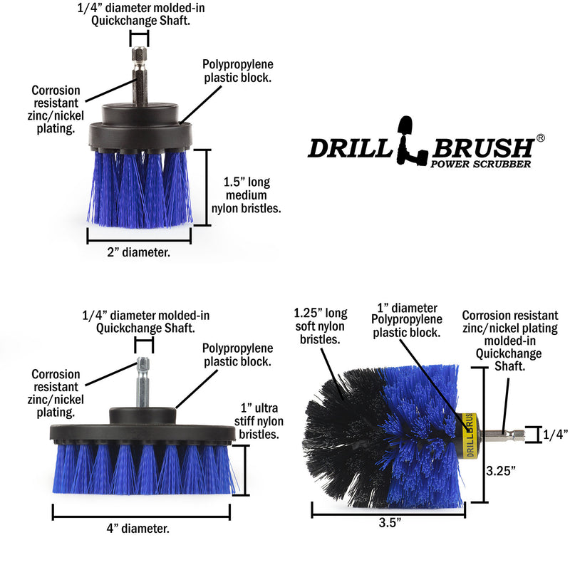 Specs for the Drillbrush 4OS-2L Medium Blue Marine & Pool Brush Kit.