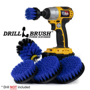 Drillbrush 5542O Medium Blue Marine & Pool Brush Kit with a 2 inch Short brush in a cordless drill.