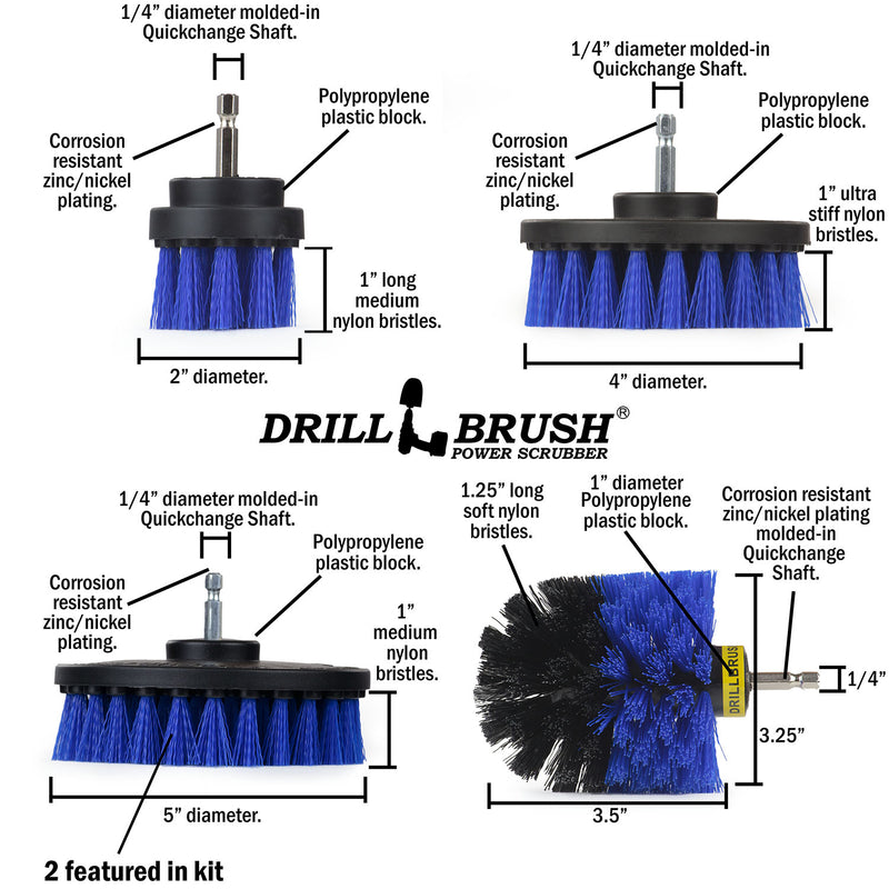 Specs for the Drillbrush 5542O Medium Blue Marine & Pool Brush Kit.
