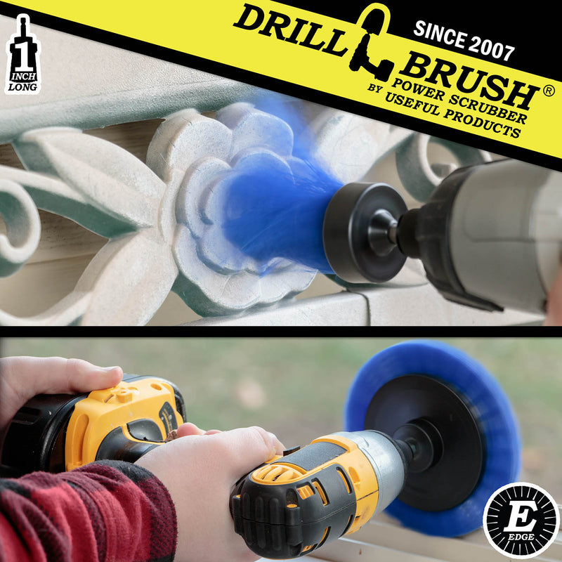 Edge x2 and 1 inch Long Blue Brushes - Medium Bristles - Marine & Pool Cleaning | B-EES-1L-QC-DB