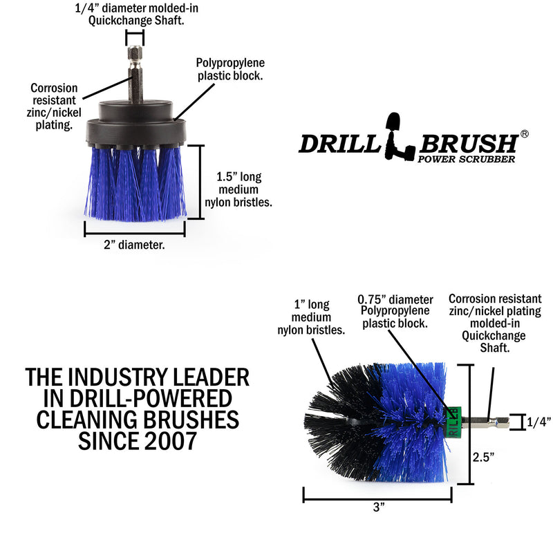 Specs for the Drillbrush MS-2L Medium Blue Marine & Pool Brush Kit.