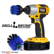 Drillbrush 2M Medium Blue Marine & Pool Brush Kit with a 2 inch brush in a cordless drill.