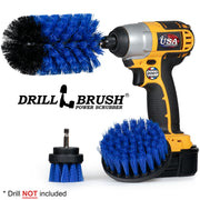 Drillbrush 42J Medium Blue Marine & Pool Brush Kit with an Original Jumbo brush in a cordless drill.