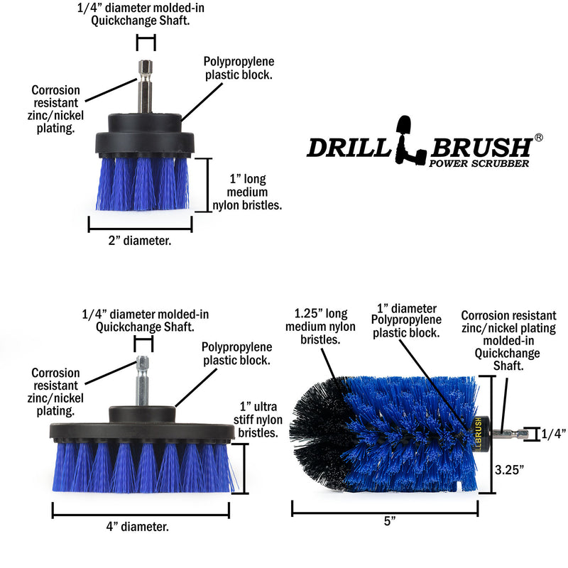 Specs for the Drillbrush 42J Medium Blue Marine & Pool Brush Kit.