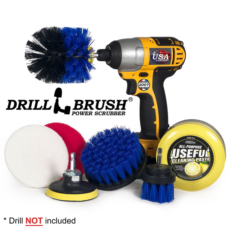 Medium Blue 4in, 2in Short, & Original Brush Kit with Useful All-Purpose Cleaning Paste Bundle - Medium Bristles - 260g Multi-Purpose Cleaning Paste | B-S-42O-3V-QC-DB-UP1