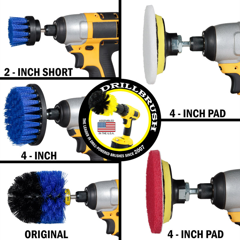 Medium Blue 4in, 2in Short, & Original Brush Kit with Useful All-Purpose Cleaning Paste Bundle - Medium Bristles - 260g Multi-Purpose Cleaning Paste | B-S-42O-3V-QC-DB-UP1