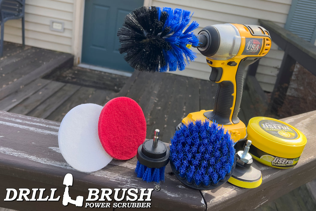 Medium Blue 4in, 2in Short, & Original Brush Kit with Useful All-Purpose Cleaning Paste Bundle - Medium Bristles - 260g Multi-Purpose Cleaning Paste | B-S-42O-3V-QC-DB-UP1