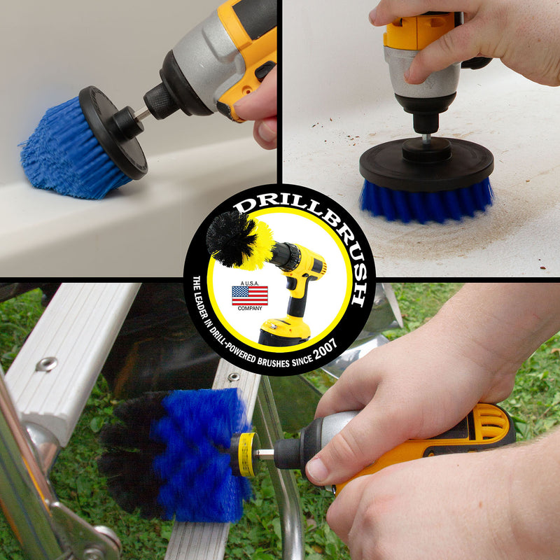 Original, 4in, and Corner Blue Brushes - Medium Bristles - Marine & Pool Cleaning | B-S-4CO-QC-DB