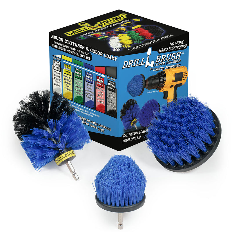 Original, 4in, and Corner Blue Brushes - Medium Bristles - Marine & Pool Cleaning | B-S-4CO-QC-DB