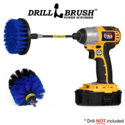 Drillbrush 4O-5X Medium Blue Marine and Pool Brush Kit with a 4 inch brush in a 5 inch extension in a cordless drill.