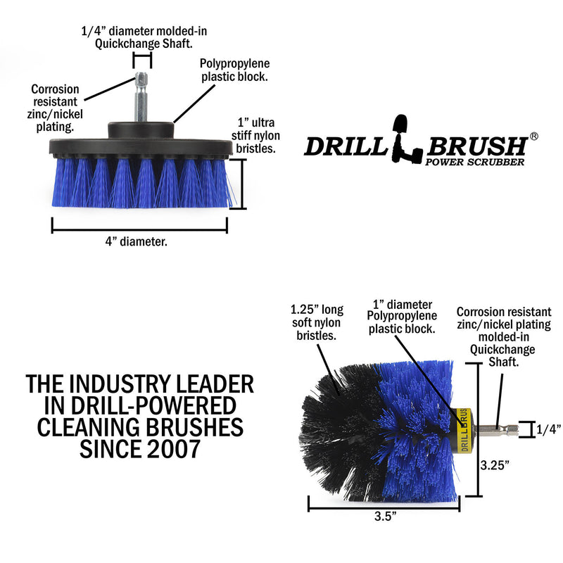 Specs for the Drillbrush 4O Medium Blue Marine & Pool Brush Kit.
