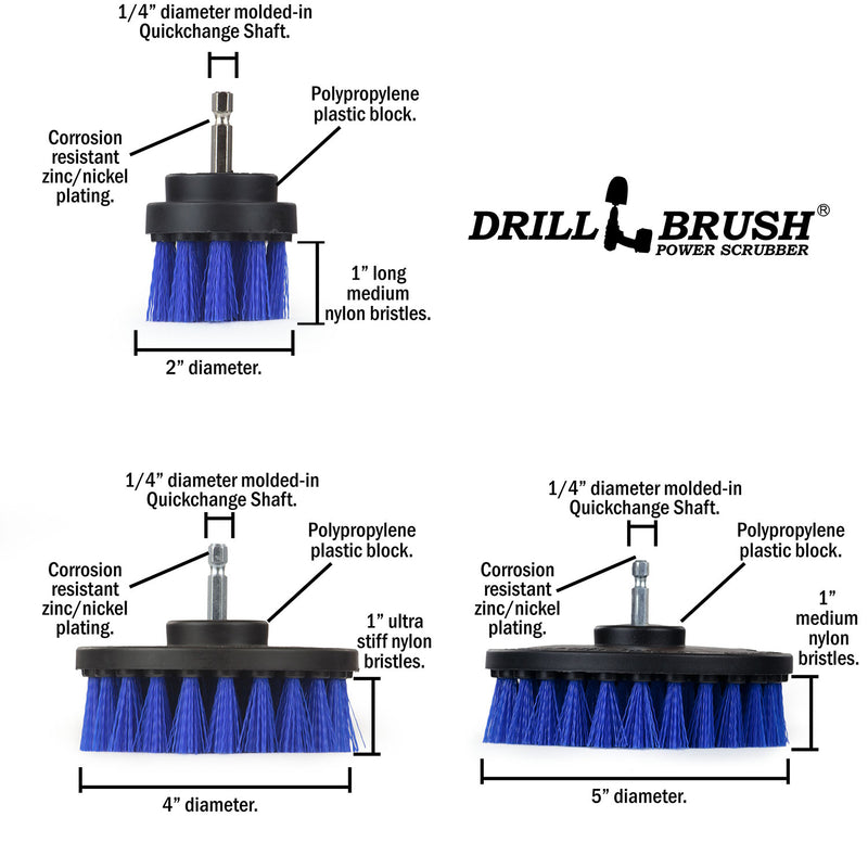 Specs for the Drillbrush 542 Medium Blue Marine & Pool Brush Kit.