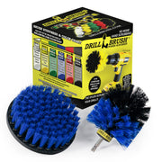 Drillbrush Medium Blue 5O Marine and Pool Brush Kit in front of the box it comes in.