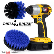 Drillbrush 5O Medium Blue Marine & Pool Brush Kit with an Original brush in a cordless drill.