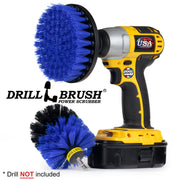 Drillbrush 5O Medium Blue Marine & Pool Brush Kit with a 5 inch brush in a cordless drill.