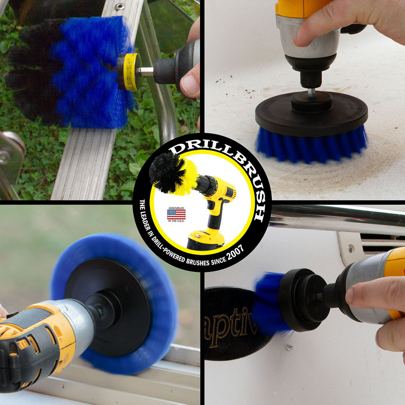 Edge, Original, 4in, & 2in Blue Brushes - Medium Bristles - Marine & Pool Cleaning | B-S-E42O-QC-DB