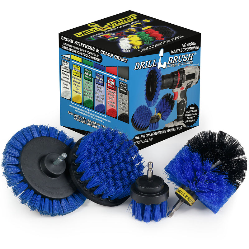 Edge, Original, 4in, & 2in Blue Brushes - Medium Bristles - Marine & Pool Cleaning | B-S-E42O-QC-DB