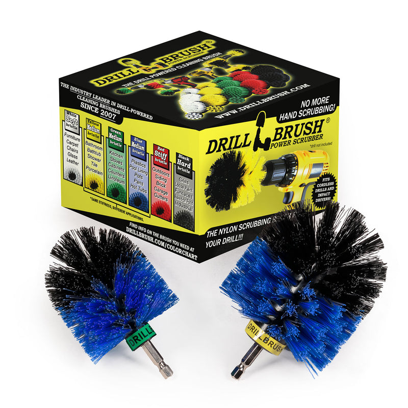 Original & Mini Blue Brushes - Medium Bristles - Marine & Pool Cleaning | B-S-MO-QC-DB